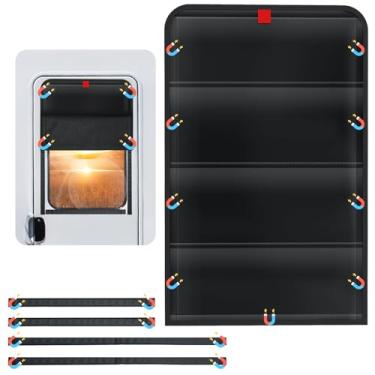 Imagem de Persiana magnética para janela de porta RV - 40,6 cm x 63,5 cm Capa blackout dobrável com isolamento térmico, proteção UV e tecido Oxford 600D à prova d'água para trailer, trailer de viagem e janelas