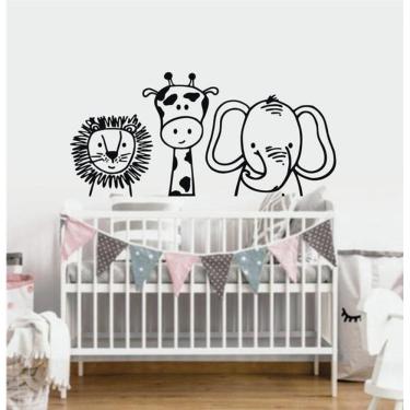 Imagem de Adesivo De Parede Cabeceira De Berço Zoo Girafa Leão