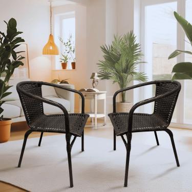 Imagem de Cadeiras de Jardim Ravena Fibra Sintética com Estrutura de Aço para Varanda e Área Externa 2 unidades