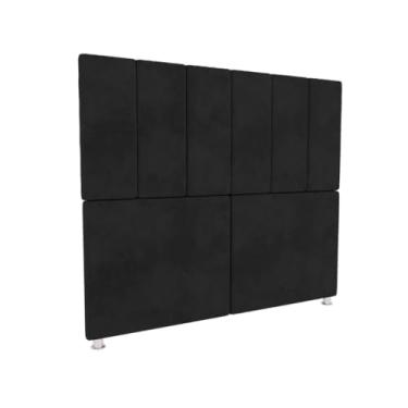 Imagem de Cabeceira Cama Box Casal Queen Com Pés Luxo(Casal 1,40 cm,Preta)