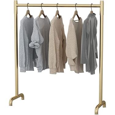 Imagem de LIFOND Rack de roupas para roupas, resistente, 25 mm, ferro antiferrugem, trilho de roupas grande com prateleira inferior, suporte fácil de montar para decoração de quarto, dourado A