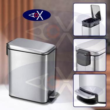 Imagem de Lixeira Com Pedal de Inox Retangular Slim 5 Litros Fechamento Suave Ca