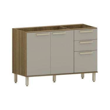 Imagem de Balcão de Pia 120cm 3 Portas e 2 Gavetas sem Tampo Isis Luciane Móveis
