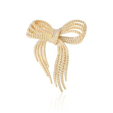 Imagem de Broche de laço delicado para mulheres, elegante, banhado a ouro/prata, nó de fita, alfinetes de lapela para chapéu, bolsa de terno, distintivos, vestidos, camisa, acessórios de roupas, joias de festa