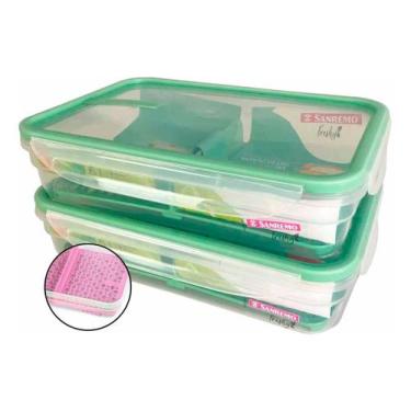 Imagem de Kit 2 Pote Plástico Com Travas Divisória 1,6l Freshy Sanremo