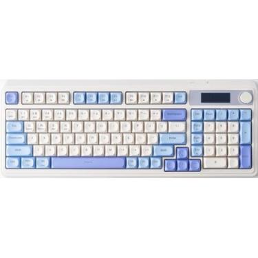 Imagem de Teclado AULA S99 Pro Cute Creamy com teclado numérico RGB roxo