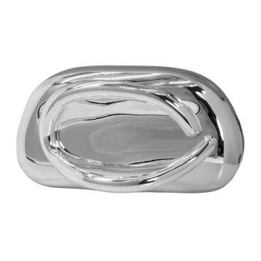 Imagem de GSYPS Bolsa de mão feminina para noite com alça de metal de acrílico, bolsa de ombro exclusiva para festa de noiva, casamento, A - prata