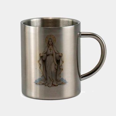 Imagem de Caneca de Inox Premium Prateada 400ml Santo Nossa Senhora de Fatima Ig