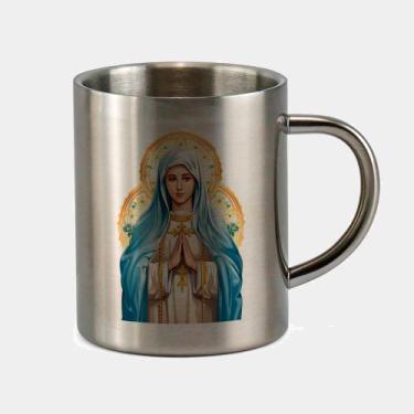 Imagem de Caneca de Inox Premium Prateada 400ml Santo Nossa Senhora de Fatima Ig