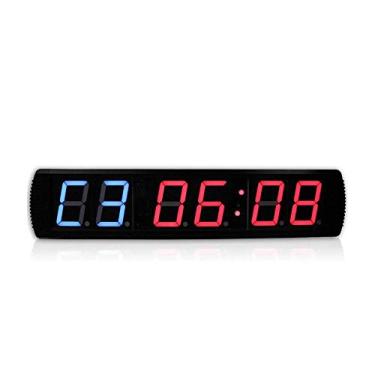 Imagem de Relógio de parede digital de LED, relógio de parede grande com controle remoto digital de 10 cm, cronômetro de contagem regressiva, com controle remoto, dois azuis + quatro vermelhos, ajuste