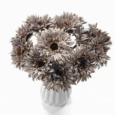 Imagem de Plantas falsas de margarida gerbera, arranjo de flores artificiais de seda artificial para ambientes externos, simulação de crisântemo, caules de margaridas para cozinha interna, escritório, buquê
