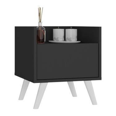 Imagem de Gabinete Armário Banheiro 40Cm Retrô Multimóveis V5037 Preto/Branco Preto/Branco