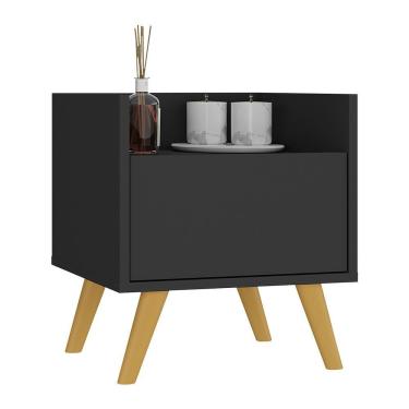 Imagem de Gabinete Armário Banheiro 40Cm Retrô Multimóveis V5037 Preto/Natural Preto/Natural