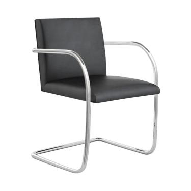 Imagem de Cadeira Brno Para Escritório Couro Sintético Preto Tubular Cromada Cor Preto