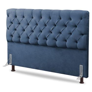 Imagem de Cabeceira Cama Box Casal King Size Lylla 195cm Capitonê Com Frame Linho Azul - Abmaza