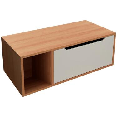 Imagem de Balcao Gabinete Para Banheiro 1 Porta Bn3644 Amendoa Branco Tecno Mobili Amendoa Branco