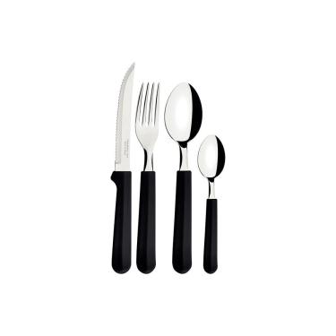 Imagem de Faqueiro Tulum Com Lâminas Em Inox E Cabos De Polipropileno Preto 24pçs - Tramontina