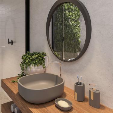 Imagem de Cuba Persona Resina Concreto 36,5x36,5x13cm Cinza Concreto