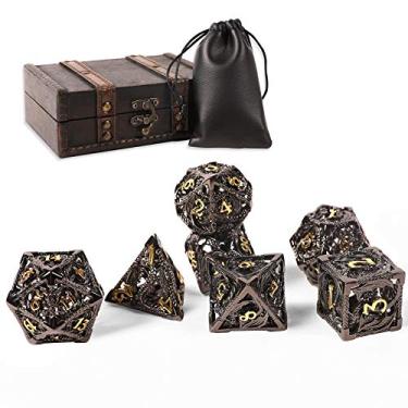 Imagem de Conjunto de dados DND da AncientDeer, 7 peças de dados poliédricos de cobre puro D&D com caixa de presente e saco de dados para RPG RPG Explorers Savage World e jogos de mesa DND Dungeons and Dragons RPG