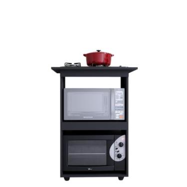 Imagem de BALCÃO DE COZINHA PARA FOGÃO COOKTOP 4 BOCAS MULTIUSO MICROONDAS E FORNO (Preto)