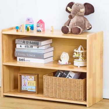 Imagem de SHINITOY Organizador De Brinquedos Madeira E Borracha Shinitoy, Prateleiras Armário Armazenamento 2 Níveis, Estante Sólida Montessori Para Crianças, Presentes Crianças