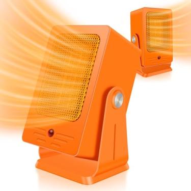 Imagem de Verminget Aquecedores Portáteis Para Uso Interno, Aquecedor De Mesa Com Aquecimento Rápido Ptc 2S 900 W, Design Ângulo Ajustável 30°, Pequeno, Elétrico, Leve, Pessoal, Escritório, Sala, Laranja
