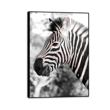 Imagem de SDYJ6GSW Imagens de animais em preto e branco para decoração de parede, imagens de zebra preta, impressão de cavalo, pintura de arte de parede de zebra, decoração de parede para sala de estar 85 x 60