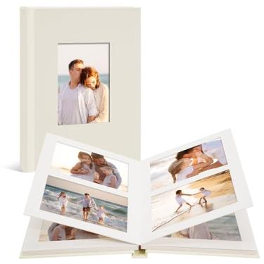 Imagem de Hiwhy Álbum De Fotos Pequeno 4X6, Capa Linho, 80 Bolsos, Livro Com Espaço Para Escrever, Família, Aniversário, Férias, Casamento, Bebê, Bege
