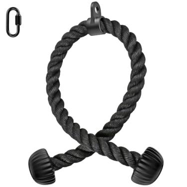 Imagem de SELEWARE Corda De Tríceps Com Pontas Borracha Macia Antiderrapante, Acessório Para Treino Em Casa, 36" Comprimento, Preta