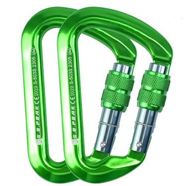 Imagem de S.E.PEAK Mosquetão De Escalada Com Trava Sepeak Uiaa Ce 30Kn, Clipe Parafuso Profissional Resistente Para Ao Ar Livre, Montanhismo, Rapel, Camping, Caminhada, Balanço, Gancho Grande D/6744 Lb, 2 Peç