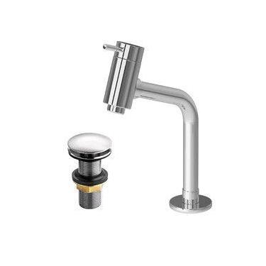 Imagem de Torneira Inox Cromada Para Cuba Baixa, cuba de sobrepor, lavatorio e b