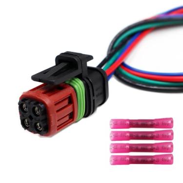 Imagem de LIZAPUS Conector injetor de combustível compatível com Volvo VNL 2004–2018 85144518 chicote de fios Pigtail 4 pinos