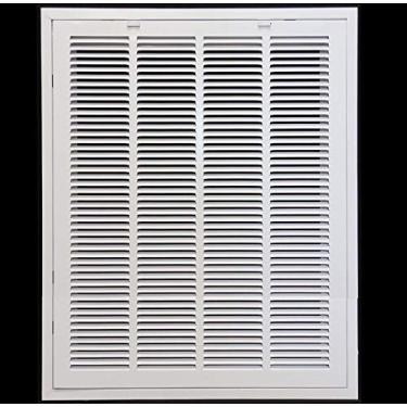 Imagem de Grade de filtro de ar de retorno de aço 56 x 81 cm para filtro de 2,5 cm - abas de plástico fáceis para rosto/porta removíveis - capa de duto HVAC - face plana estampada - branca [dimensões externas: