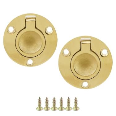 Imagem de FarBoat 2 peças de trincos de escotilha de barco embutidos puxadores de armário de aço inoxidável puxadores de móveis ocultos para gaveta e piso plano, dourado