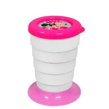 Imagem de Copo Retrátil com Tampa Minnie Rosa Infantil e Adulto 330ml Plasútil