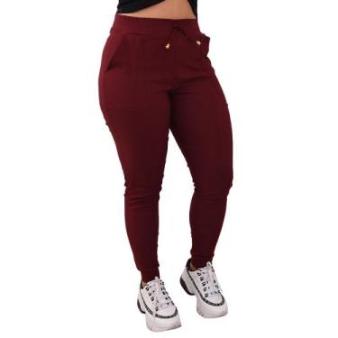 Imagem de Calça Feminina Jogger Cintura Alta Cargo Envio Imediato Elastano Moda 