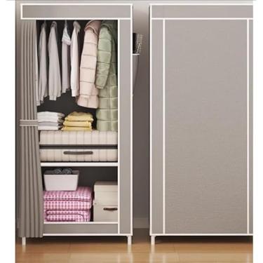 Imagem de Guarda Roupa Dobrável Organizador De Roupas Com Ziper Multifuncional(PEQUENO -CINZA)
