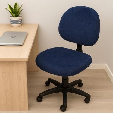 Imagem de Capa para Cadeira executiva sem braço estética Escritório pelúcia Pelo Curto (AZUL MARINHO)