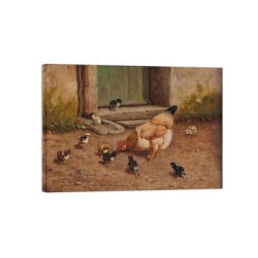 Imagem de Animais Pinturas Famosas Arte Parede-Fotos Lona para Sala de Estar-Frango-Pôster e Imprimir Decoração 50x70cm20x27in Tela Embrulhada