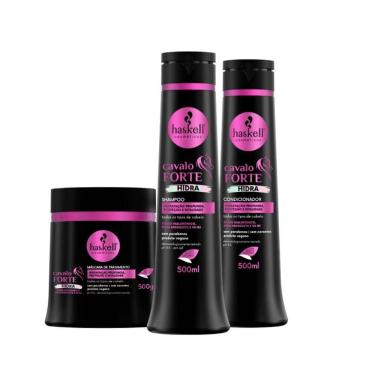 Imagem de Kit Shampoo Condicionador E Máscara Hidratação E Crescimento Cavalo Forte Hidra Haskell 500ml