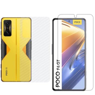 Imagem de Película Hidrogel + Adesivo Fibra De Carbono Para Xiaomi Poco F4 Gt - Transparente