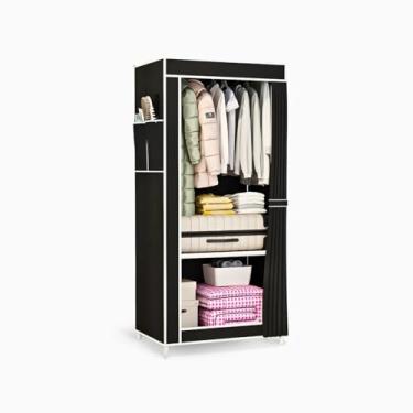 Imagem de Guarda Roupa Closet Dobrável Organizador com Capa de Tecido 1 Porta a prova de água - PRETO