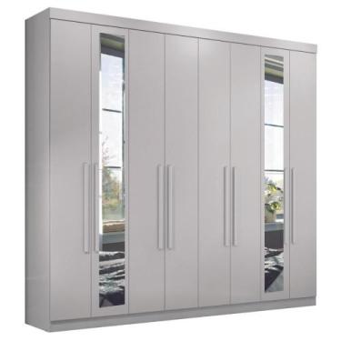Imagem de Guarda Roupa Casal Com Espelho 8 Portas Girona Branco - CASA H