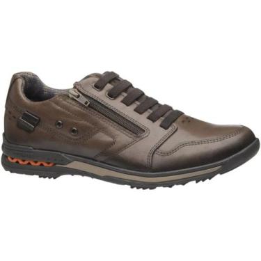 Imagem de Sapatênis Pegada Masculino Amortech System Conforto Couro, Pinhao marr