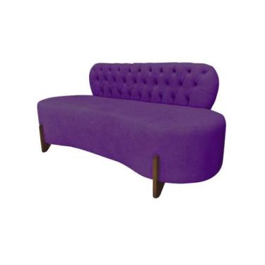 Imagem de Sofá 3 Lugares Orgânico Curvo Tókio 180cm Veludo Roxo - Mazzero Decor
