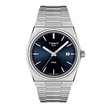 Imagem de Tissot Relógio social masculino PRX 316L com caixa de aço inoxidável cinza T1374101104100, Cinza, Movimento de quartzo