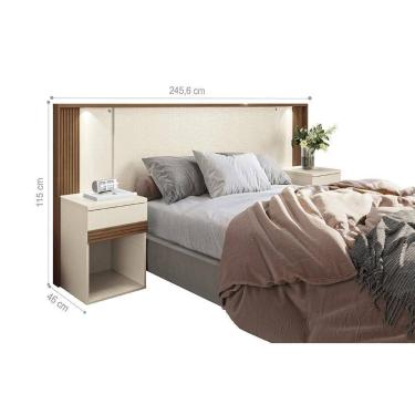 Imagem de Cabeceira Casal Com Gavetas Caracas Areia Jatobá