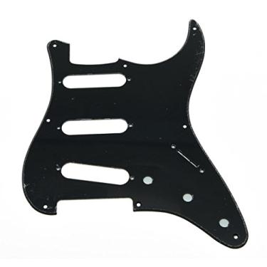 Imagem de KAISH 8 furos American Vintage Style Strat SSS Pickguard ST Guitar Pick Guard Placa contra arranhões para Strat/Stratocaster preta 1 camada