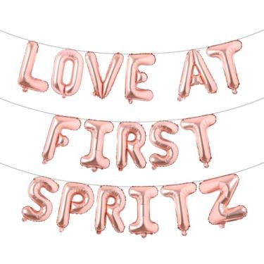 Imagem de Faixa balão Love at First Spritz - Decorações de chá de panela Aperol Spritz para ela, decorações de festa de casamento de despedida de solteira (LOVE AT FIRST SPRITZ ouro rosa)