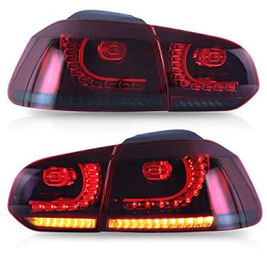 Imagem de Montagem de luzes traseiras VLAND para Volkswagen GOLF 6 MK6 GTI, 2012-2013 Golf R, com sequencial seta de seta, luzes inversas, luz LED DRL, plugar e usar, vermelho fumado